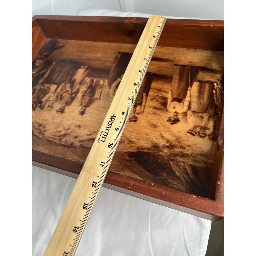 Vintage Wooden Tray Golf Scene Vintage Golf Playing Scene Rustic Traditional
